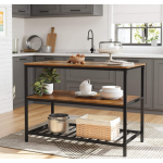 Industrial Kitchen Island Vintage Storage Table Rustic Metal Large Shelf Cabinet