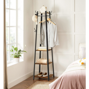 Rustic Coat Rack Vintage Industrial Storage Hook Shelves Hallway Hanger Stand - Image 3