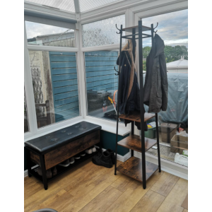 Rustic Coat Rack Vintage Industrial Storage Hook Shelves Hallway Hanger Stand - Image 4