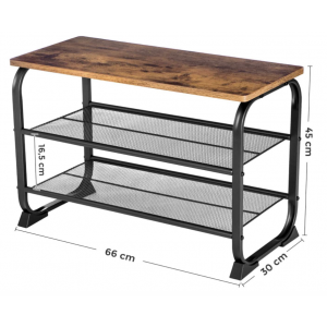 Industrial Shoe Bench Rustic Metal Rack Vintage Storage Cabinet Hallway Shelf - Image 7