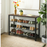 Industrial Shoe Bench Vintage Style Seat Rustic Metal Hallway Storage Tier Rack