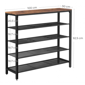 Industrial Shoe Rack Tall Rustic Storage Vintage Retro Hall Organiser Cabinet Unit - Image 5