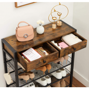 Industrial Shoe Rack Rustic Metal Tier Cabinet Shelf - Image 2