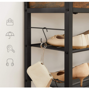 Industrial Shoe Rack Rustic Metal Tier Cabinet Shelf - Image 3