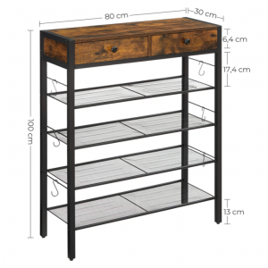 Industrial Shoe Rack Rustic Metal Tier Cabinet Shelf - Image 7