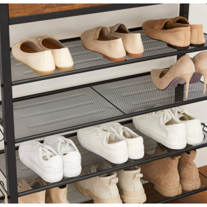 Industrial Shoe Rack Rustic Metal Tier Cabinet Shelf - Image 4