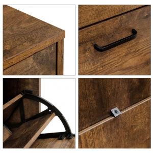 Industrial Shoe Cabinet Rustic Metal Cupboard Vintage Tall Hall Storage Shelves - Image 5