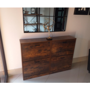 Industrial Shoe Cabinet Rustic Metal Cupboard Vintage Tall Hall Storage Shelves - Image 4