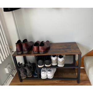 Rustic Shoe Cabinet Industrial Storage Hall Bench - Image 3