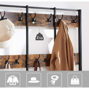 Industrial Coat Rack Vintage Hallway Hooks Tree Stand Large Rustic Shoe Bench - Image 3
