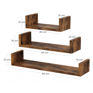 Rustic Wall Shelves Set 3 Industrial Style Display Shelf - Image 4
