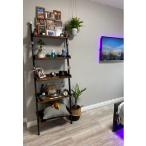 Industrial Ladder Bookcase Rustic Metal Display Cabinet Tall Retro Shelf Unit - Image 2