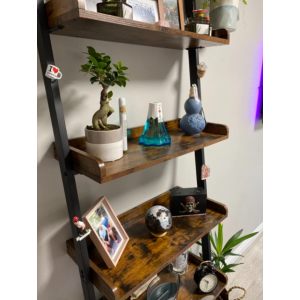 Industrial Ladder Bookcase Rustic Metal Display Cabinet Tall Retro Shelf Unit - Image 3