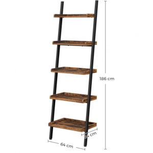 Industrial Ladder Bookcase Rustic Metal Display Cabinet Tall Retro Shelf Unit - Image 5