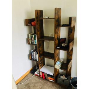 Tall Rustic Bookcase Storage Display Cabinet Vintage Industrial Room Divider Shelf - Image 3