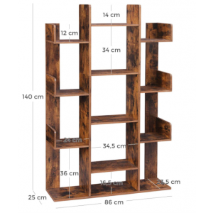 Tall Rustic Bookcase Storage Display Cabinet Vintage Industrial Room Divider Shelf - Image 5