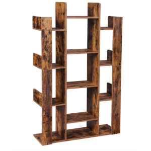 Tall Rustic Bookcase Storage Display Cabinet Vintage Industrial Room Divider Shelf - Image 4