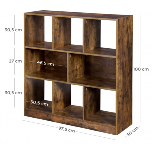 Rustic Cube Bookcase Industrial Vintage Style Display Cabinet Storage Shelf Unit - Image 4
