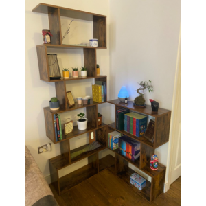 Tall Industrial Bookcase Rustic Display Storage Cabinet Vintage Room Divider - Image 2