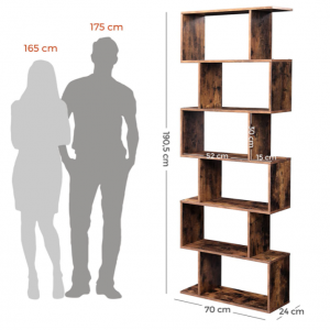 Tall Industrial Bookcase Rustic Display Storage Cabinet Vintage Room Divider - Image 5