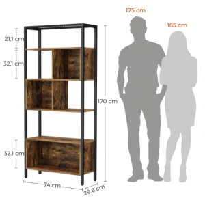 Tall Rustic Bookcase Vintage Industrial Display Metal Cabinet Large Retro Cube Unit - Image 6