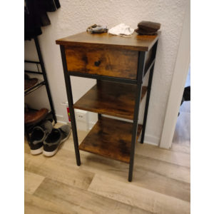 Tall Side Table Rustic Metal Bedside Cabinet Vintage Industrial Storage Shelf Stand - Image 3