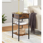 Tall Side Table Rustic Metal Bedside Cabinet Vintage Industrial Storage Shelf Stand