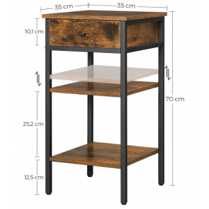 Tall Side Table Rustic Metal Bedside Cabinet Vintage Industrial Storage Shelf Stand - Image 6