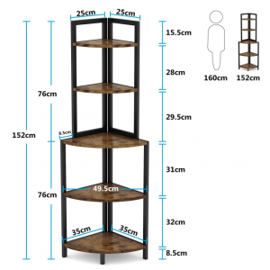 Rustic Corner Bookcase Industrial Shelving Unit - Image 4