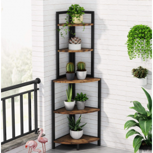 Rustic Corner Bookcase Industrial Shelving Unit - Image 2