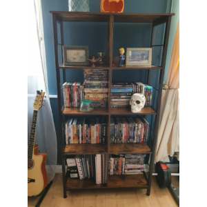 Industrial Storage Bookcase Rustic Display Cabinet Vintage Retro Tall Metal Shelving Unit - Image 2