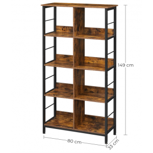 Industrial Storage Bookcase Rustic Display Cabinet Vintage Retro Tall Metal Shelving Unit - Image 5