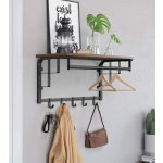 Industrial Coat Rack Wall Mounted Storage Vintage Hanging Rail Rustic Metal Hook