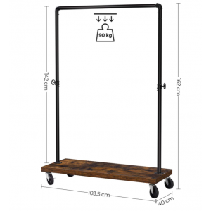 Industrial Clothes Rail Rustic Open Wardrobe - Image 6