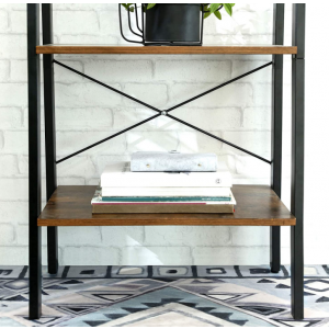 Industrial Ladder Bookcase Rustic Metal Shelving Unit - Image 5