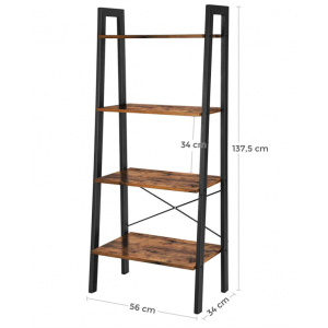 Industrial Ladder Bookcase Rustic Metal Shelving Unit - Image 6