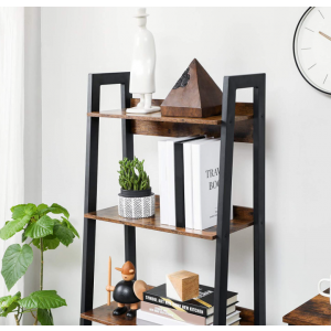 Rustic Ladder Bookcase Vintage Industrial Tall Metal Display Storage Cabinet - Image 3