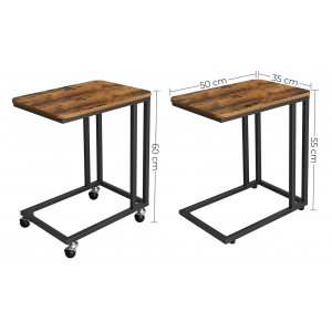 Industrial Side Table Rustic Metal End Wheels Vintage Retro Coffee Stand Furniture - Image 6