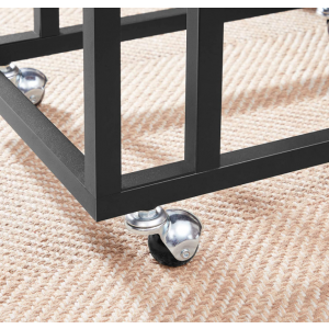 Industrial Side Table Rustic Metal End Wheels Vintage Retro Coffee Stand Furniture - Image 5