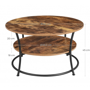 Round Industrial Coffee Table Rustic Metal Furniture Vintage Side Storage Shelf - Image 4