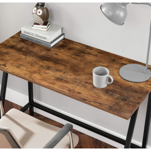 Small Computer Desk Vintage Industrial Furniture Rustic Writing Table Metal Leg - Image 3