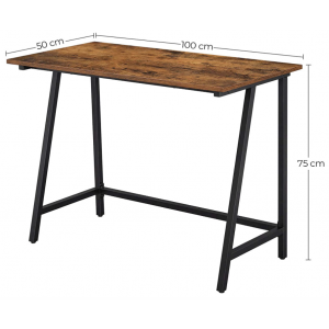 Small Computer Desk Vintage Industrial Furniture Rustic Writing Table Metal Leg - Image 4