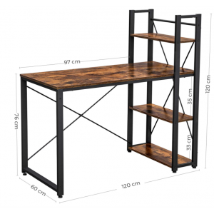 Rustic Computer Desk Vintage Industrial Storage Table Metal Office Bookcase Shelf - Image 7