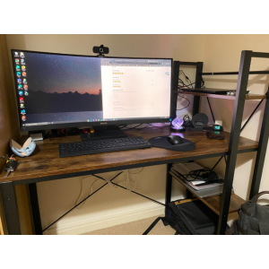 Rustic Computer Desk Vintage Industrial Storage Table Metal Office Bookcase Shelf - Image 3