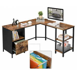 Corner Computer Desk Large Rustic Executive Vintage Industrial Workstation - Image 4