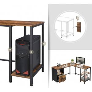 Corner Computer Desk Large Rustic Executive Vintage Industrial Workstation - Image 6