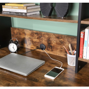 Large Computer Desk Vintage Industrial Shelves Rustic Metal Workstation Table - Image 2