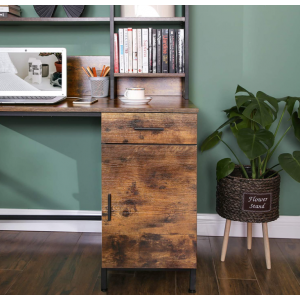 Large Computer Desk Vintage Industrial Shelves Rustic Metal Workstation Table - Image 3
