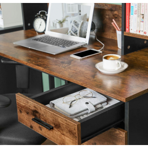 Large Computer Desk Vintage Industrial Shelves Rustic Metal Workstation Table - Image 5