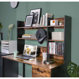Large Computer Desk Vintage Industrial Shelves Rustic Metal Workstation Table - Image 4